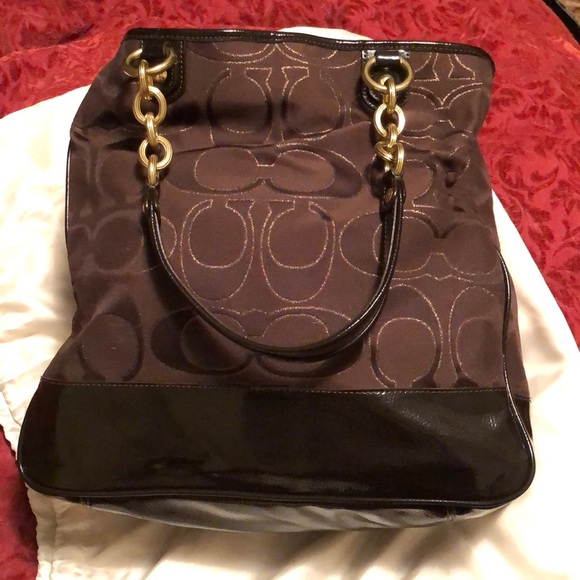 Coach Signature Poppy Lurex Large Shopper Tote - Picture 2 of 3